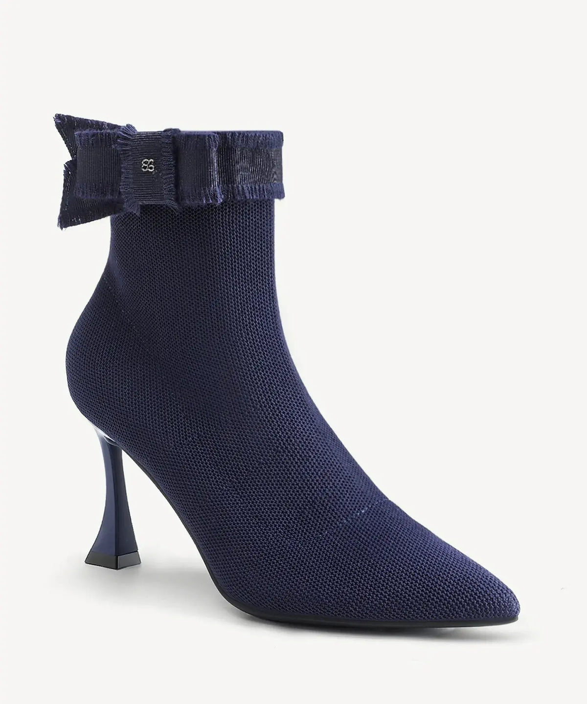 BelleKnit Bow Pointed Toe Heeled Ankle Boot
