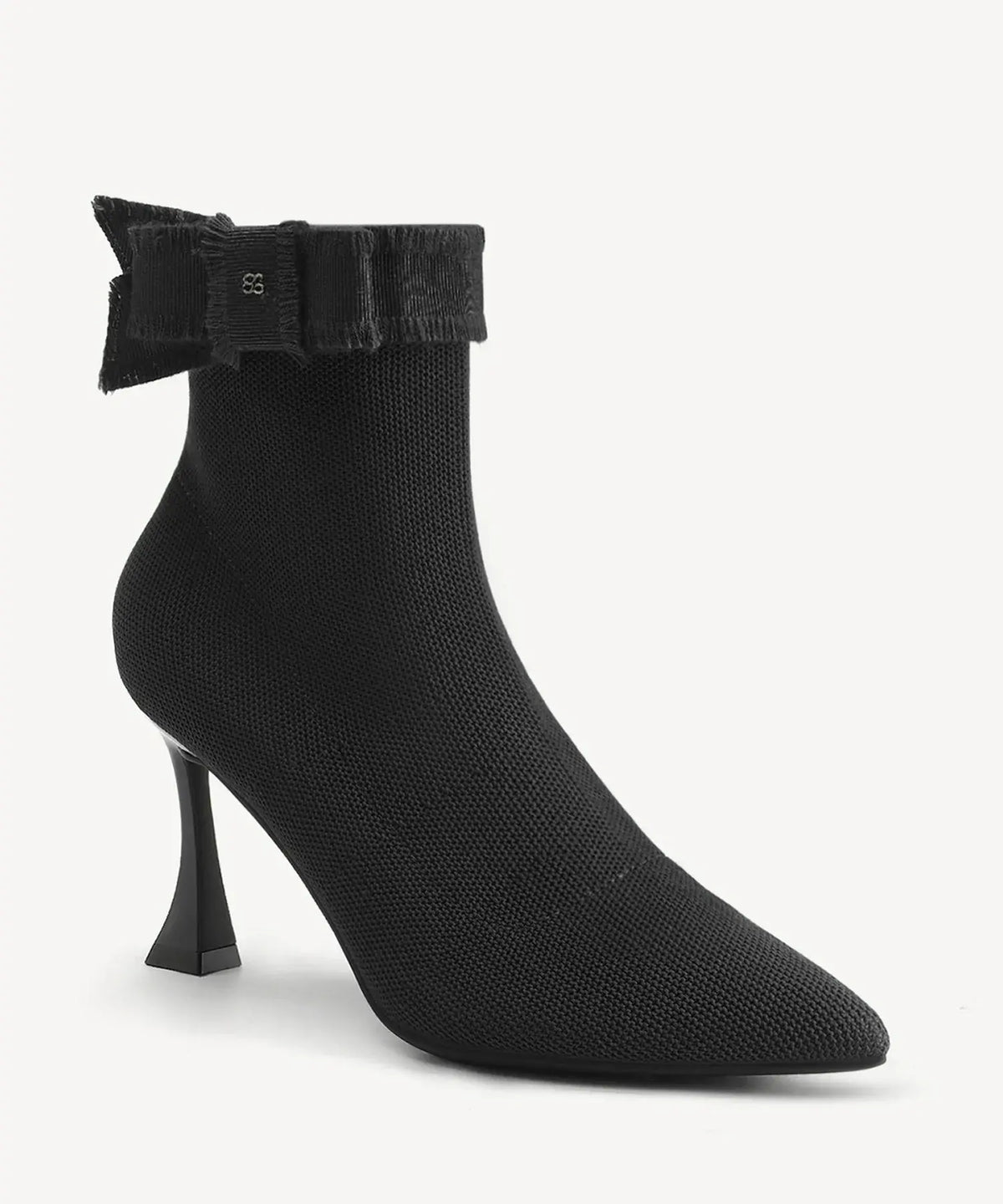 BelleKnit Bow Pointed Toe Heeled Ankle Boot