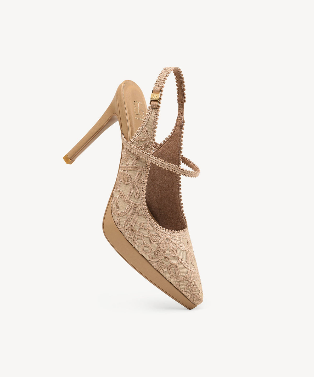 EmbroDance Pointed Toe Platform Heeled Slingback