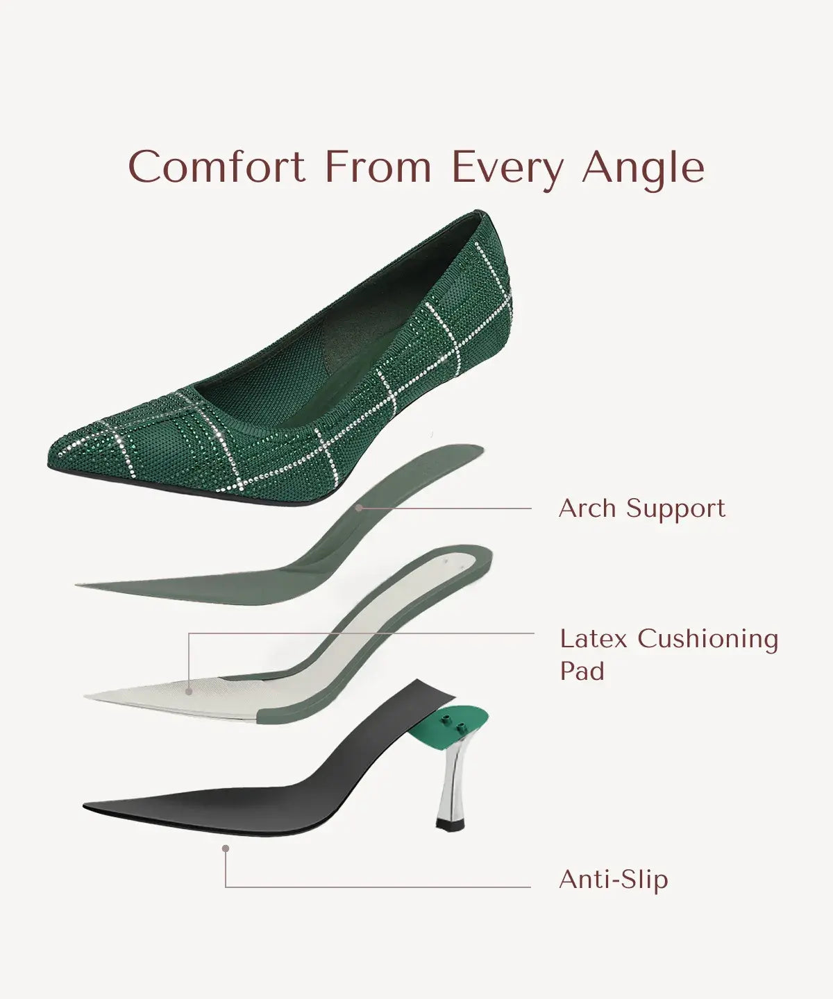 EternalPace Diamond Pointed Toe Heeled Pump