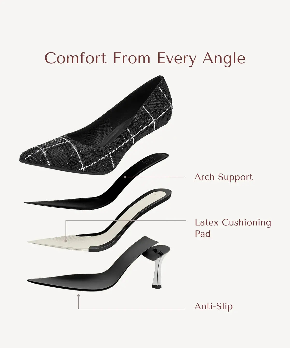 EternalPace Diamond Pointed Toe Heeled Pump