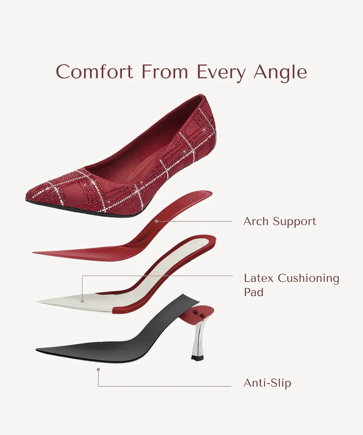 EternalPace Diamond Pointed Toe Heeled Pump