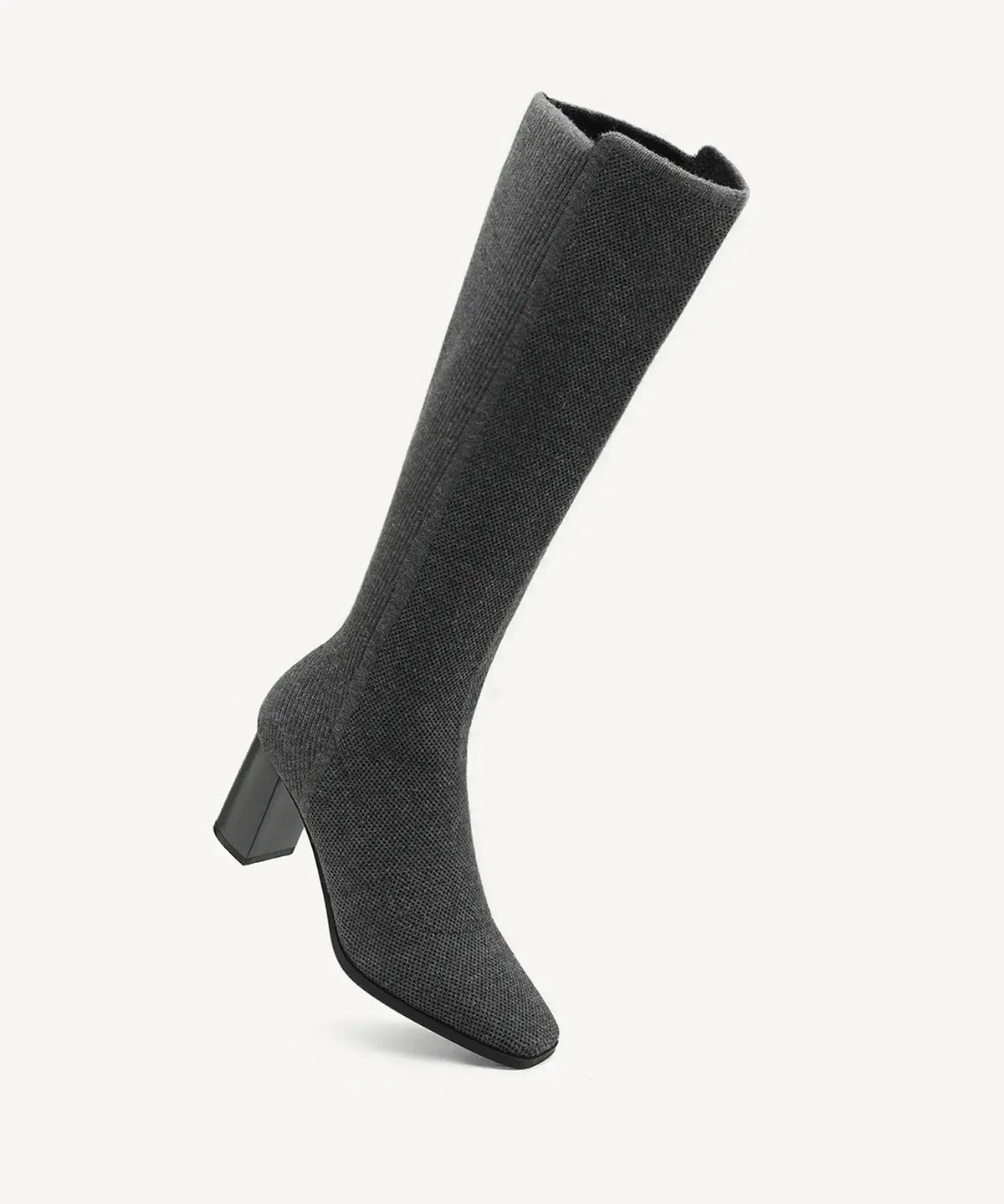 Cozy Woven Square Toe Block Heel High Boot