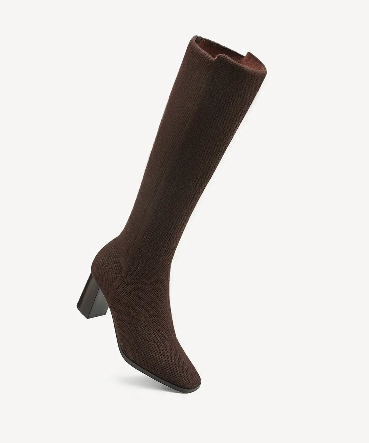 Cozy Woven Square Toe Block Heel High Boot