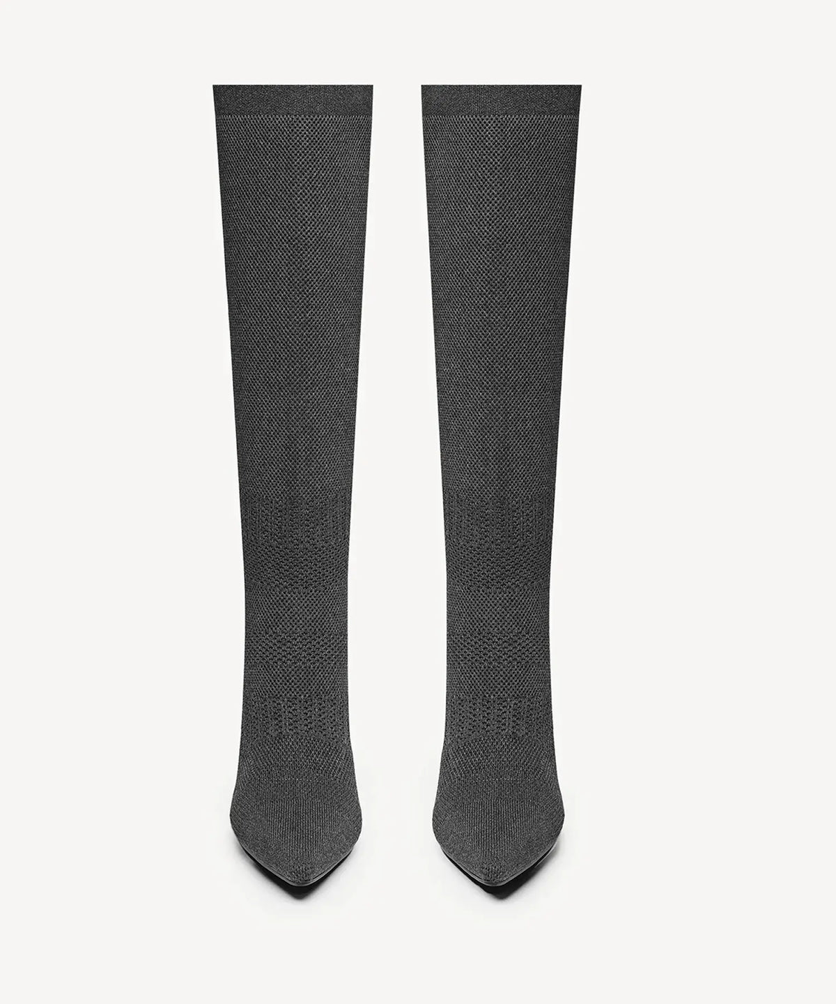 Textured Woven Pointed Toe Heeled High Boot