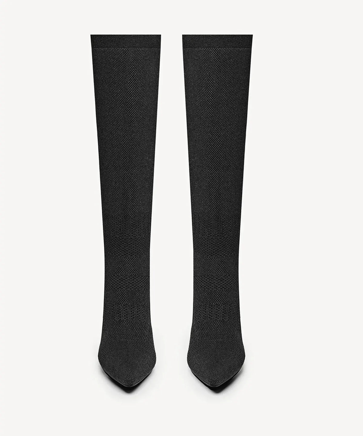Textured Woven Pointed Toe Heeled High Boot