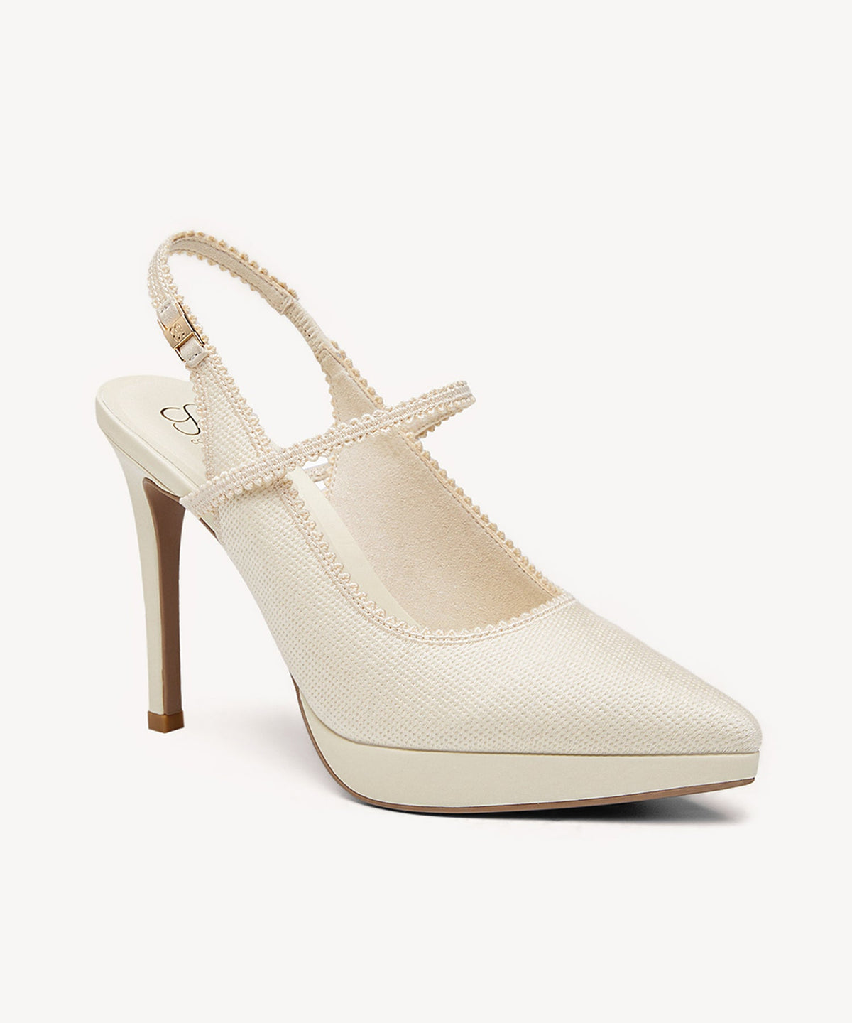 EmbroDance Pointed Toe Platform Heeled Slingback
