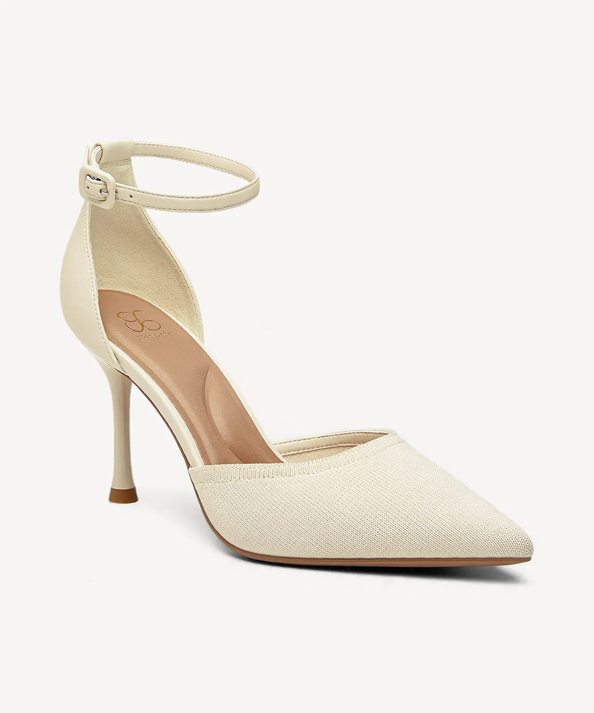Bicolor Strapped Pointed Toe Stiletto Pump
