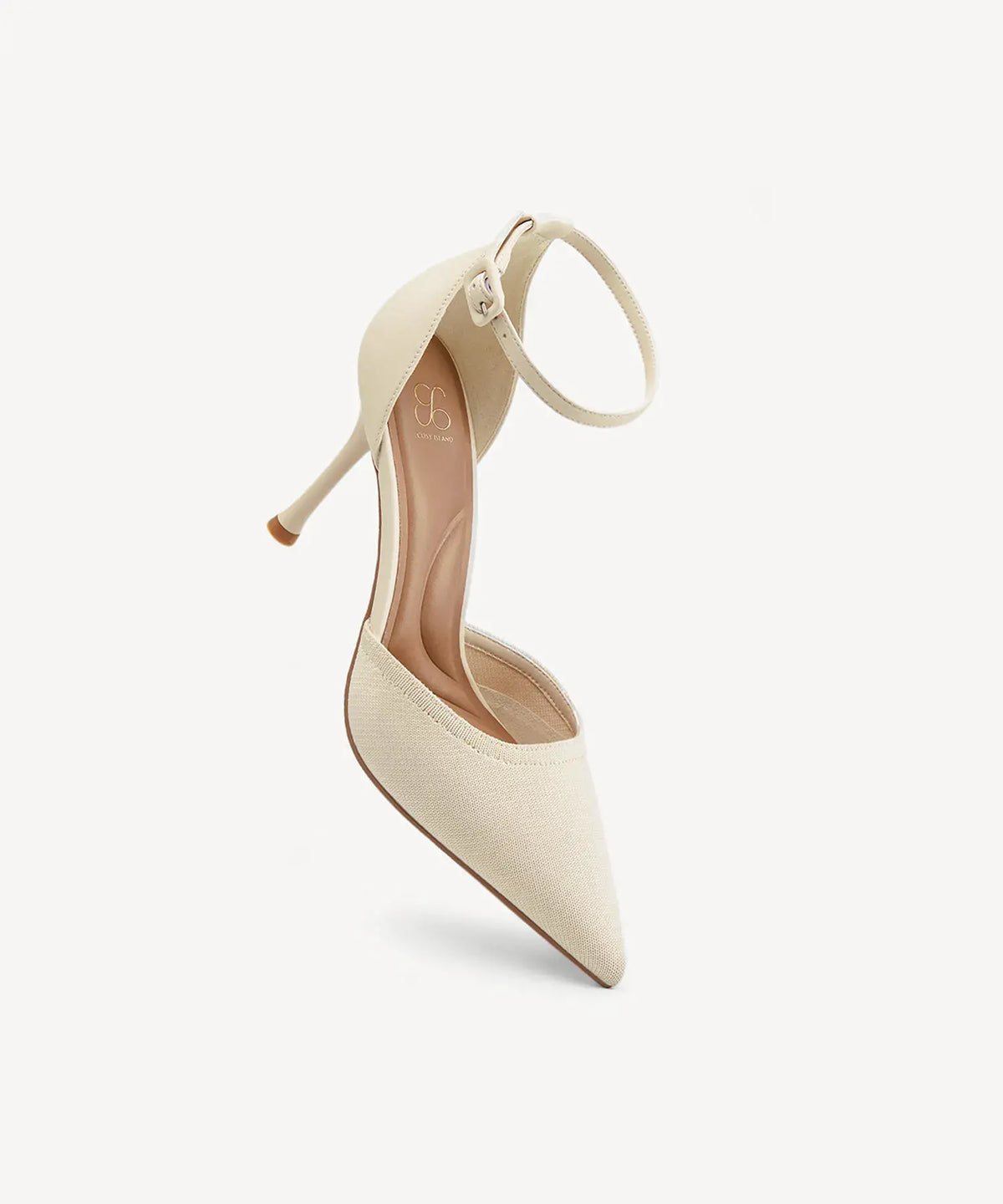Bicolor Strapped Pointed Toe Stiletto Pump