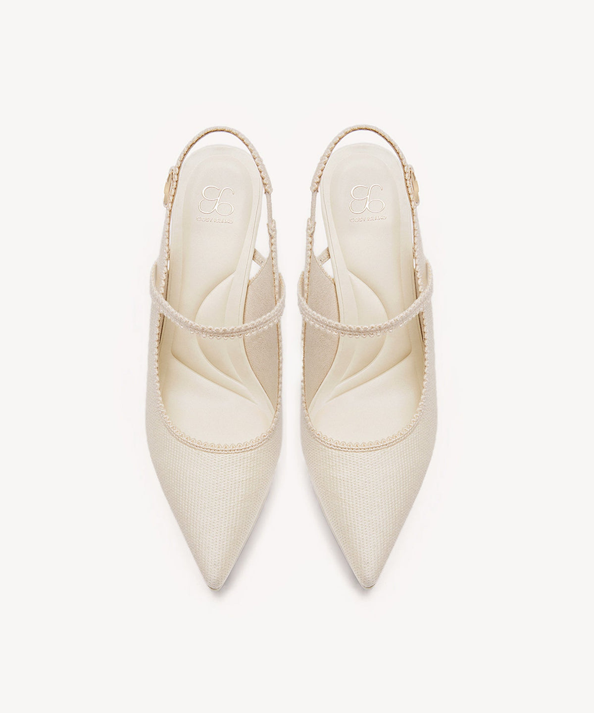 EmbroDance Pointed Toe Platform Heeled Slingback