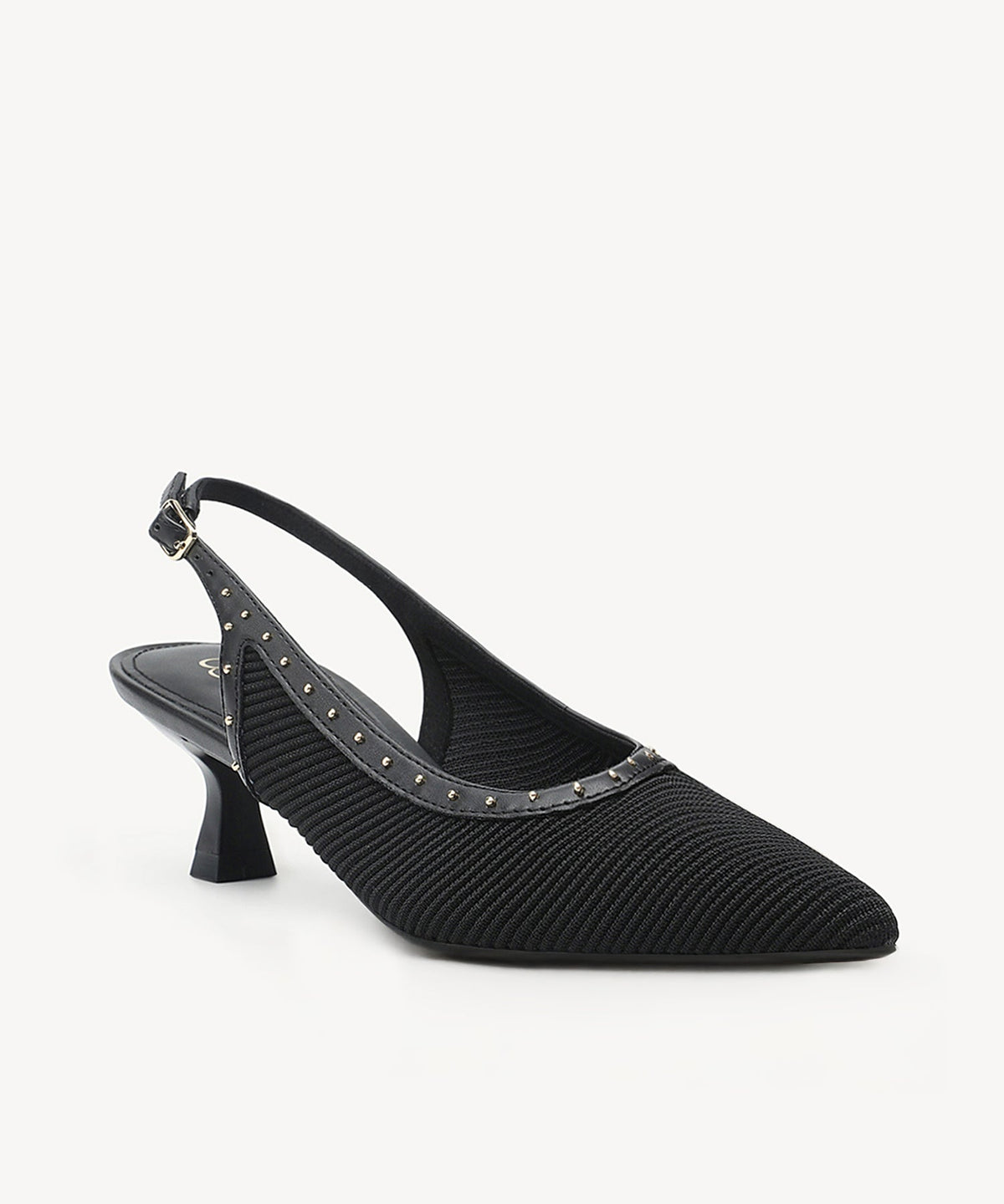 Stud-Trim Elegant Kitten Heeled Slingback