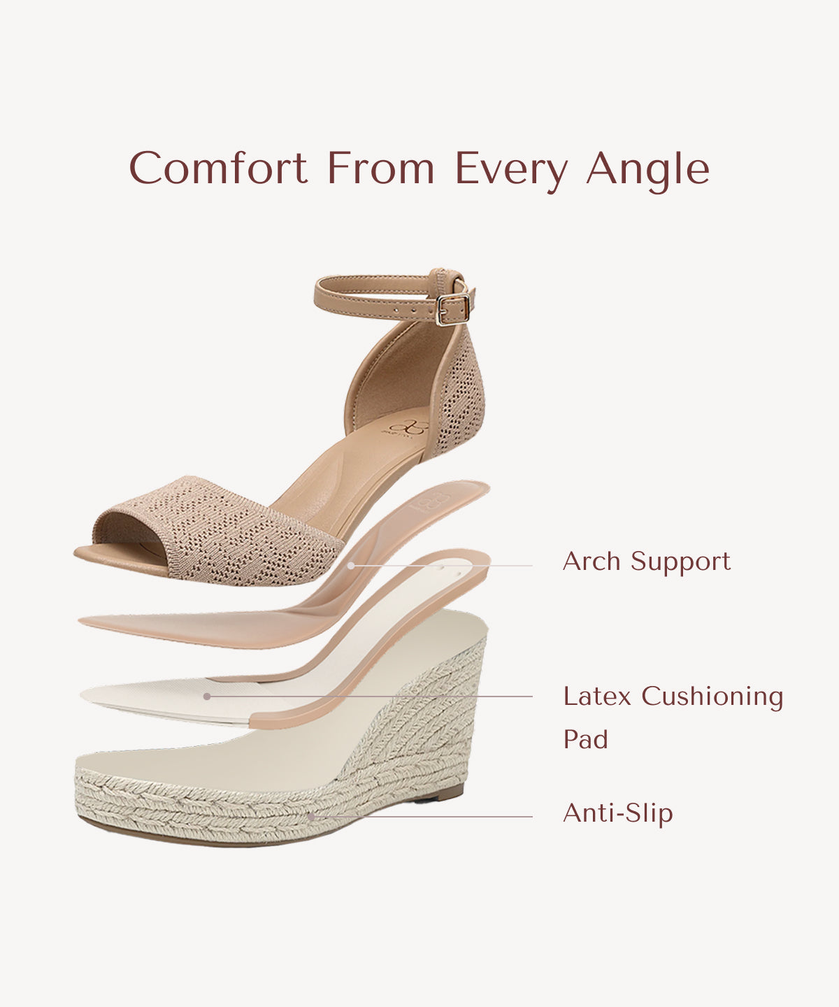 Commute Espadrilles Round Toe Wedge Sandal
