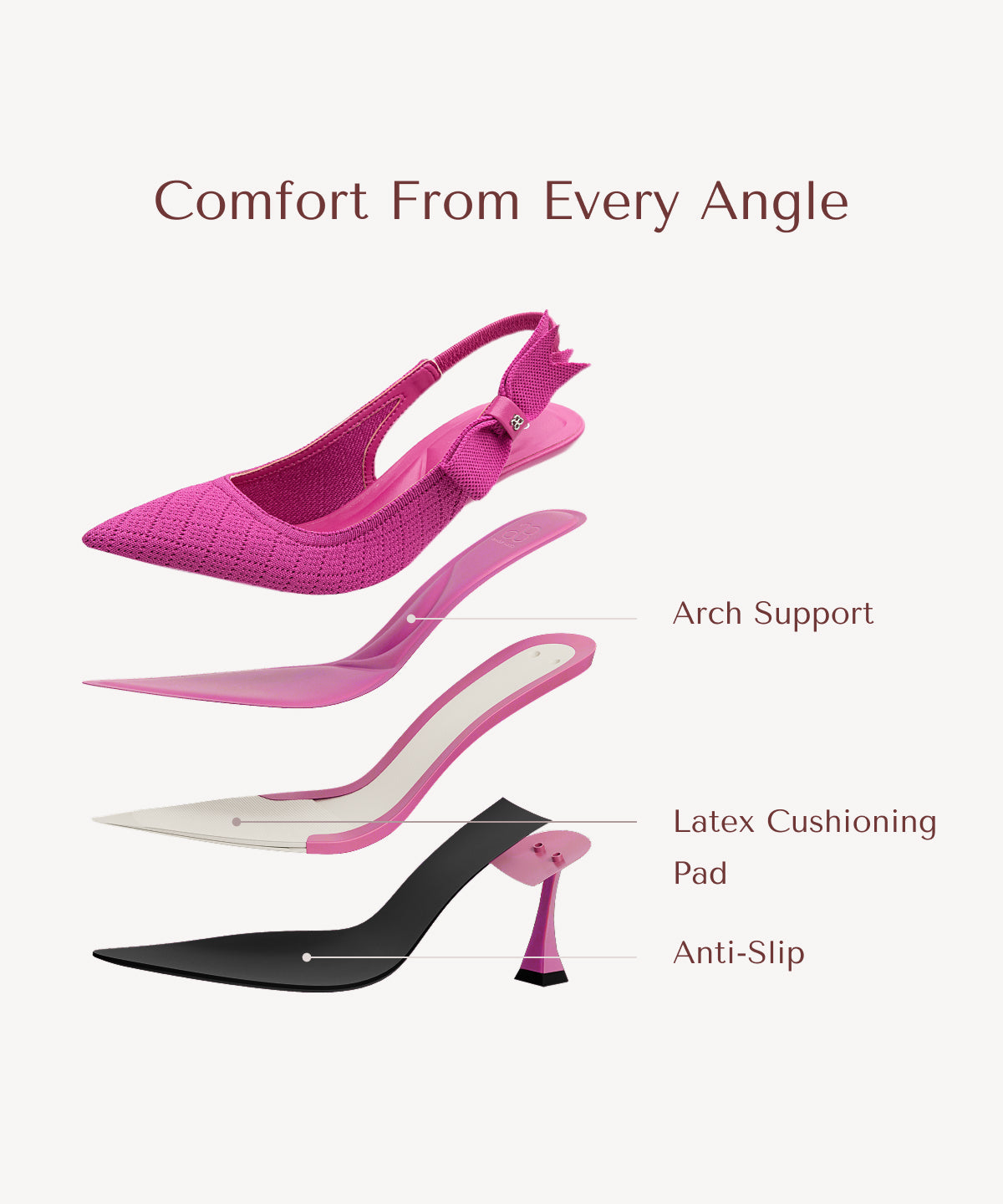 EverLush Bowknot Pointed Toe Heeled Slingback