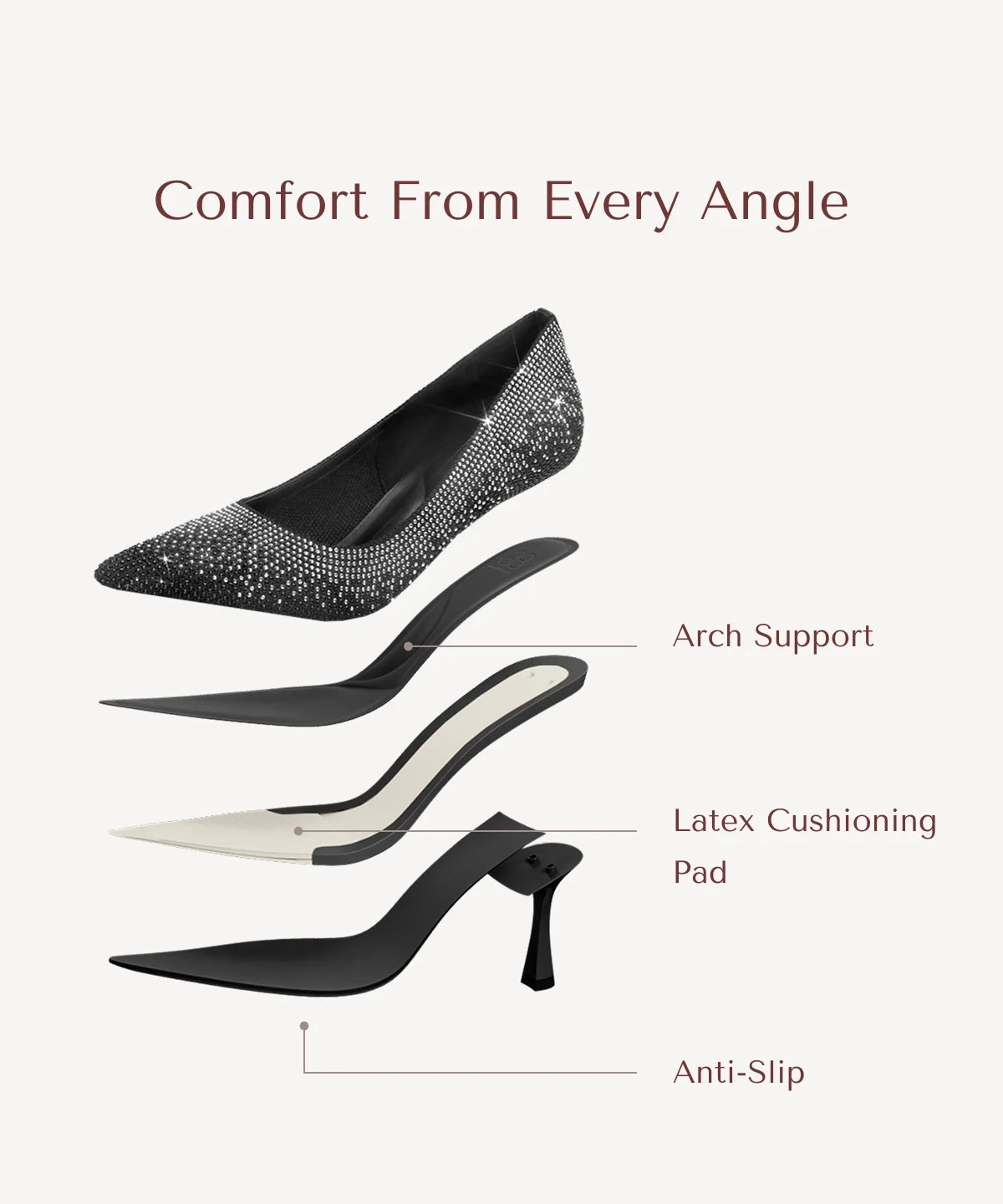 EternalPace Diamond Pointed Toe Heeled Pump
