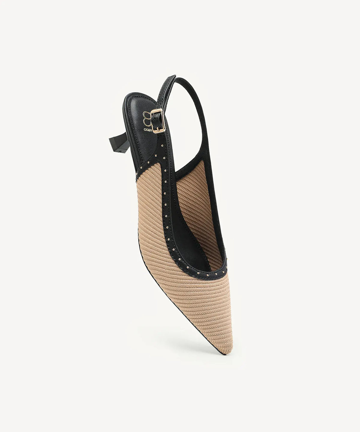 Stud-Trim Elegant Kitten Heeled Slingback