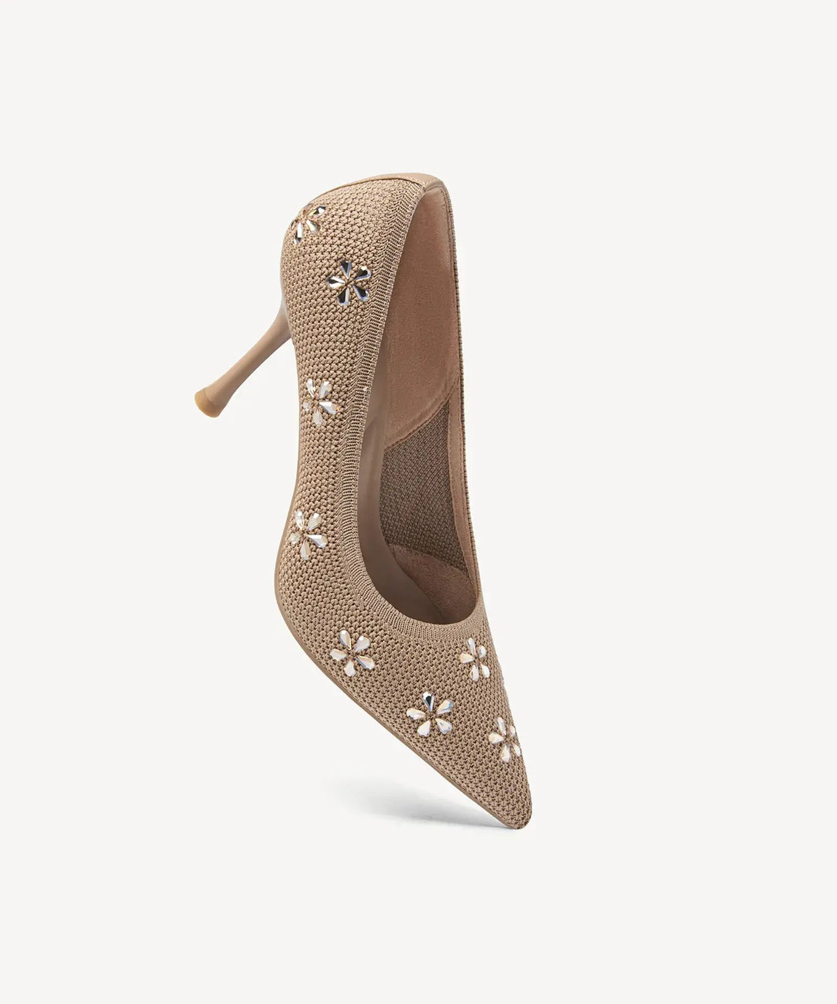 Crystal Flower Pointed Toe Heeled Pump