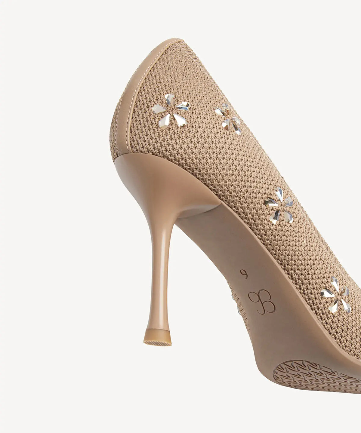 Crystal Flower Pointed Toe Heeled Pump