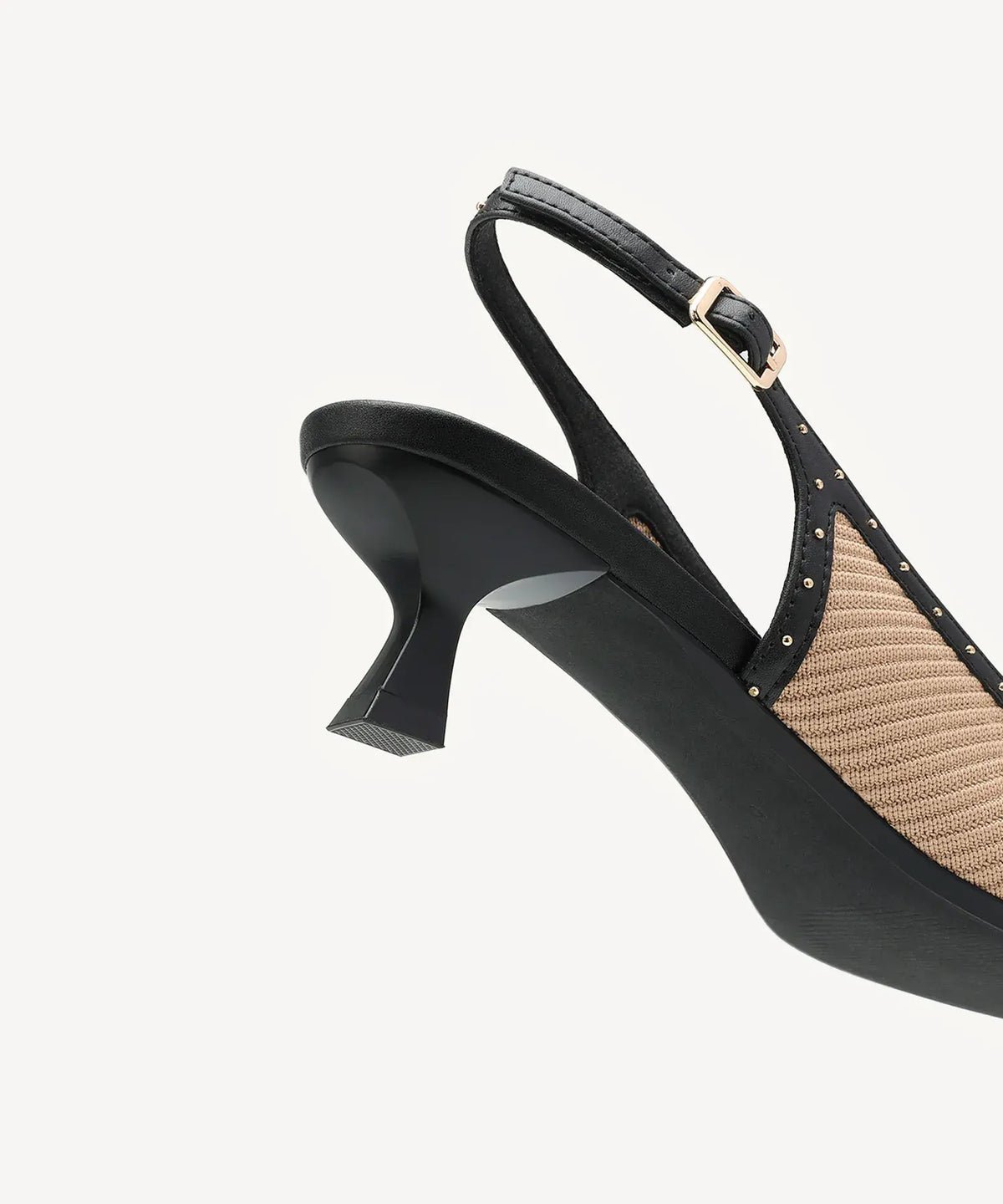 Stud-Trim Elegant Kitten Heeled Slingback