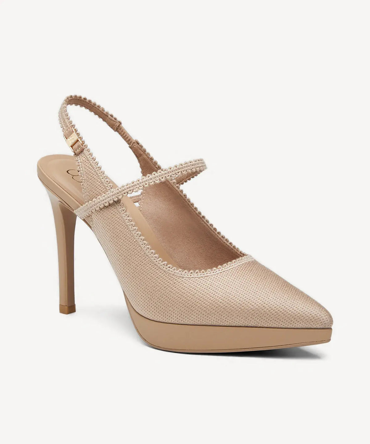 EmbroDance Pointed Toe Platform Heeled Slingback