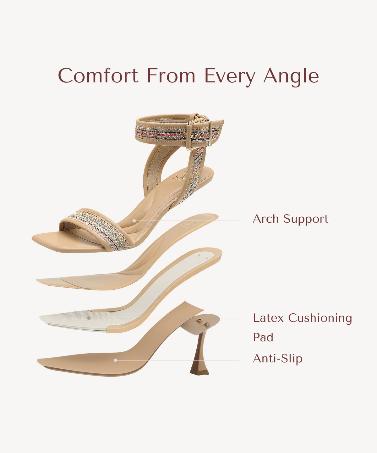 ComfyStrap Ankle Heeled Sandal