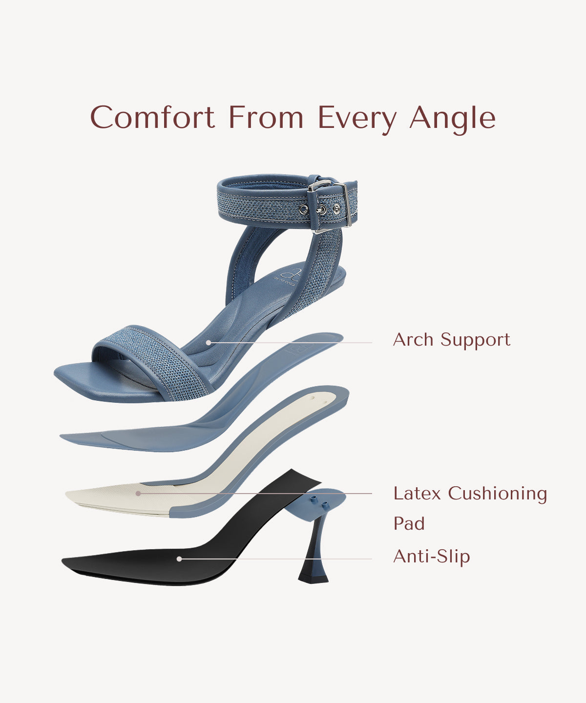ComfyStrap Ankle Heeled Sandal