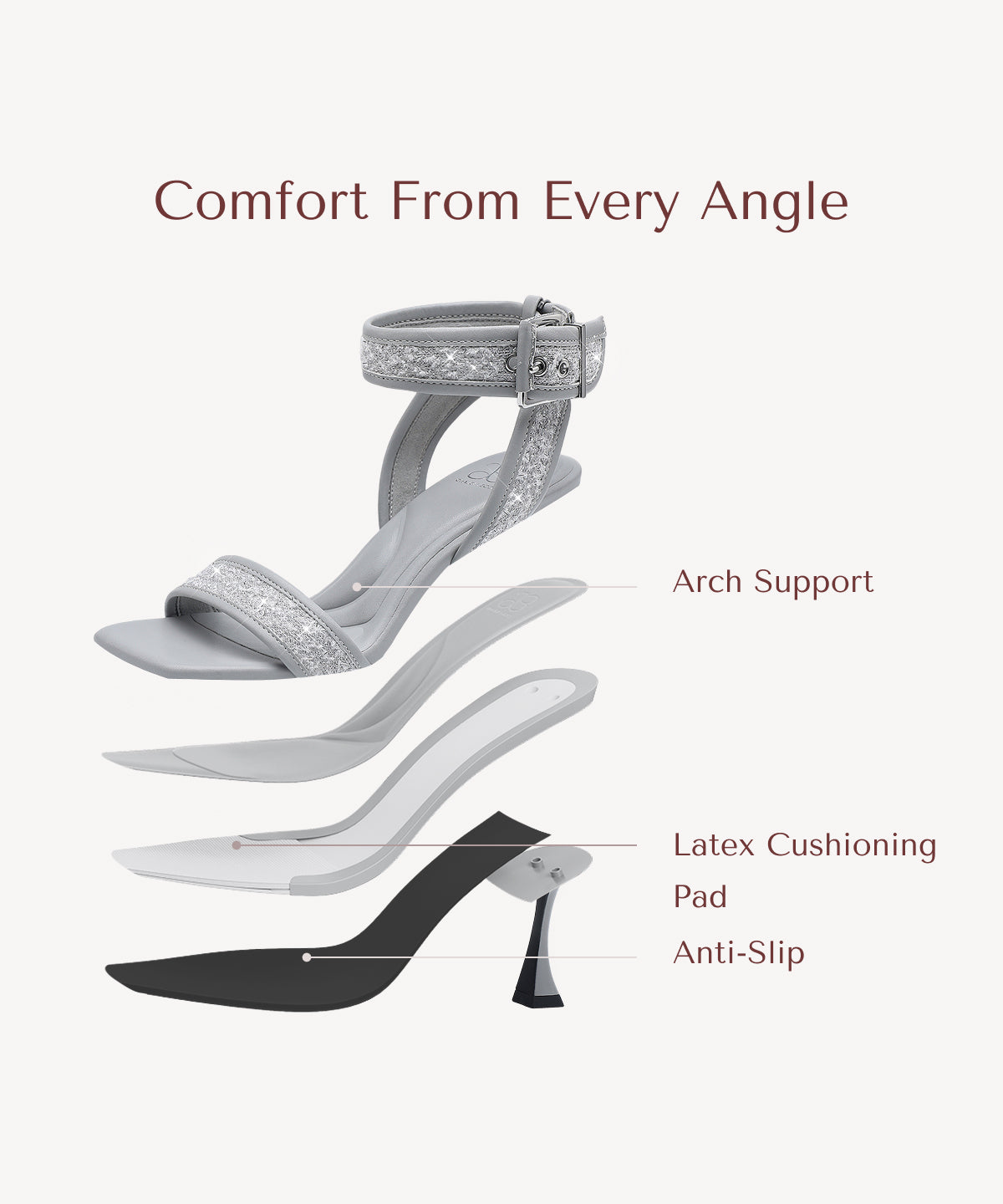 ComfyStrap Ankle Heeled Sandal