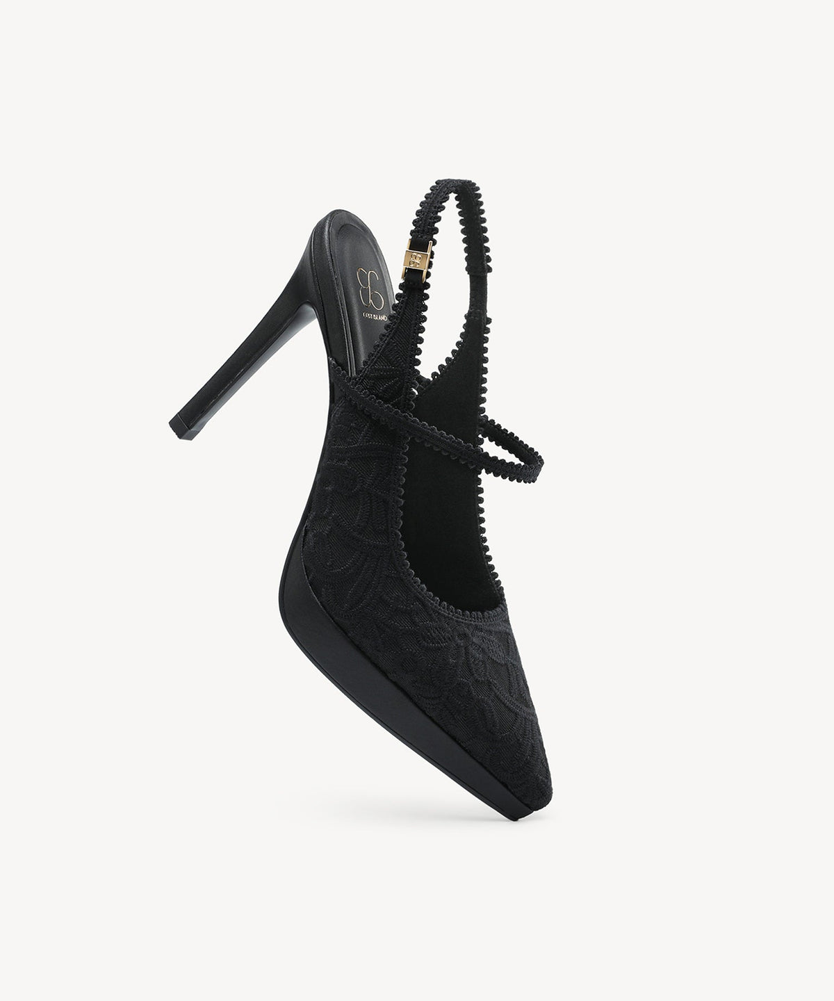 EmbroDance Pointed Toe Platform Heeled Slingback