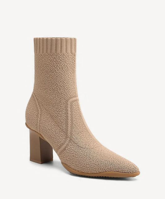 BelleVoyage Block Pointed Toe Sock Ankle Boot