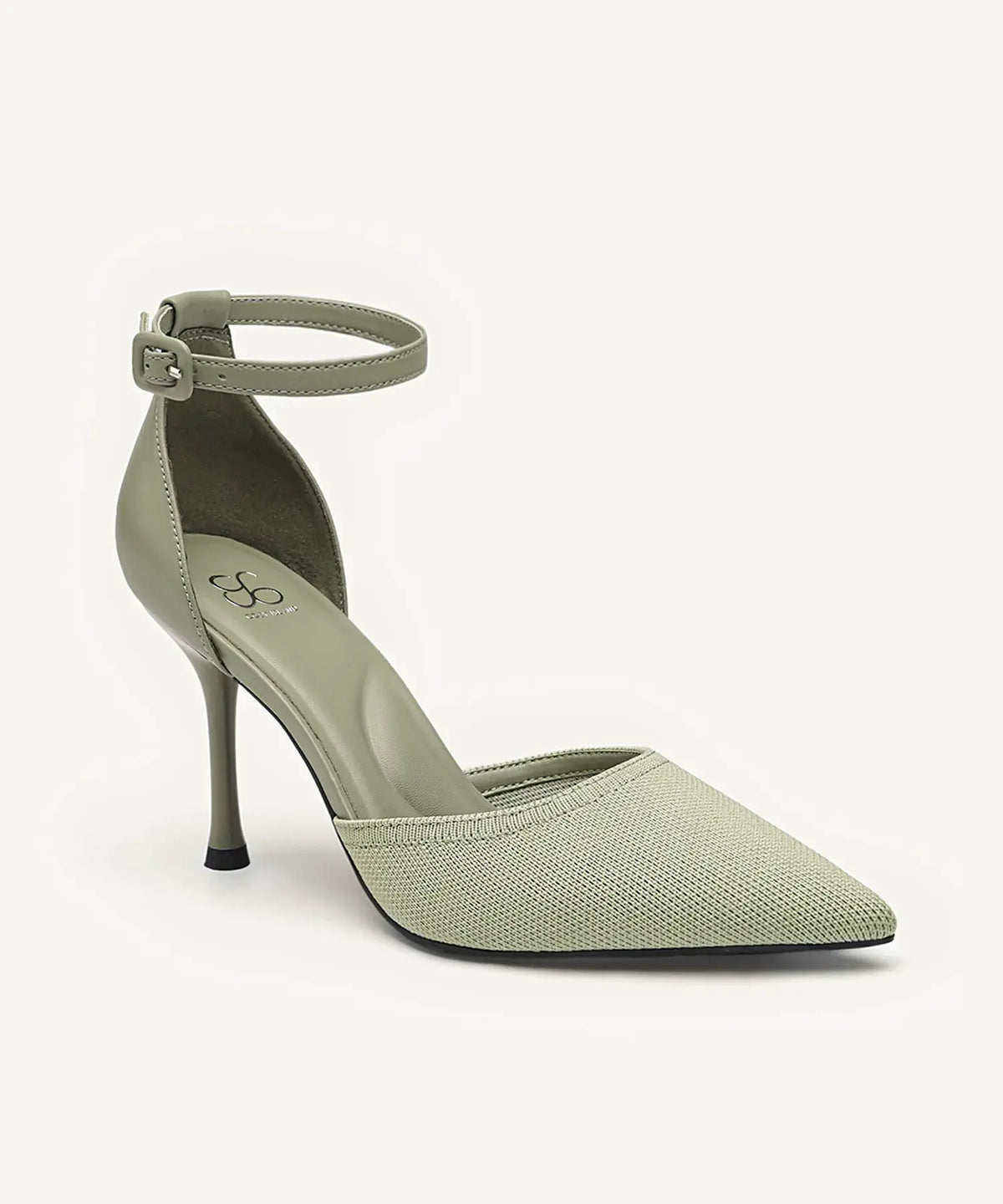Bicolor Strapped Pointed Toe Stiletto Pump
