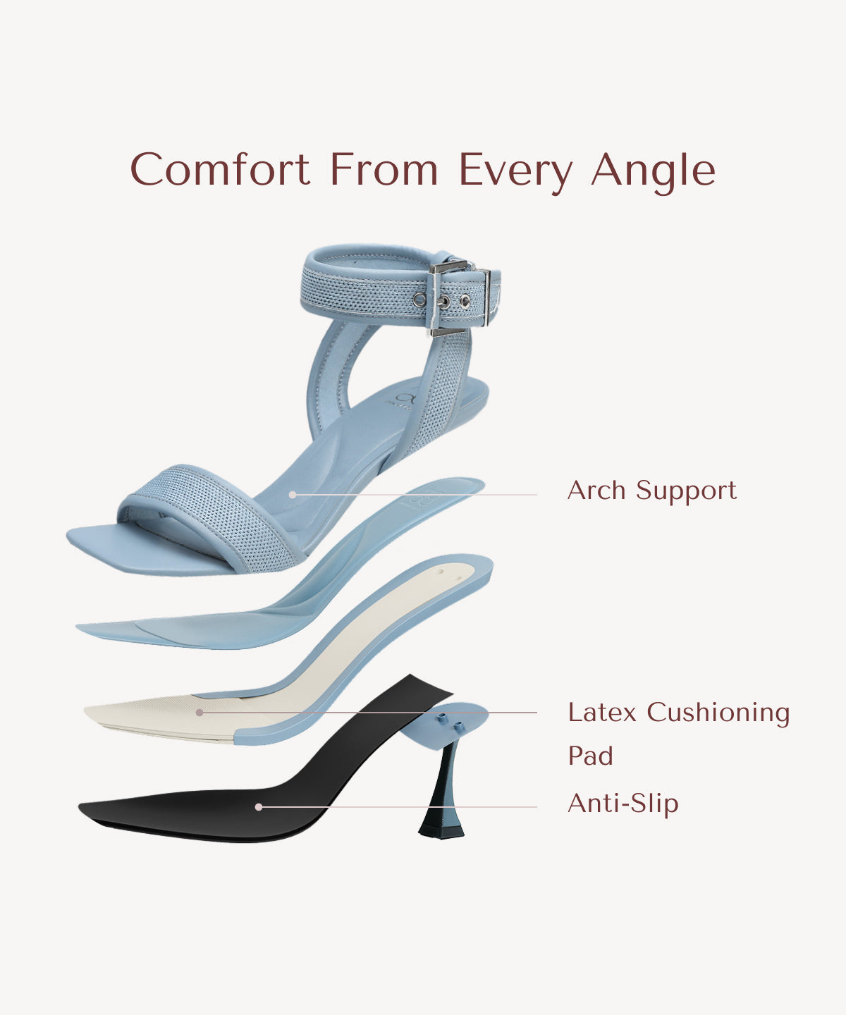 ComfyStrap Ankle Heeled Sandal