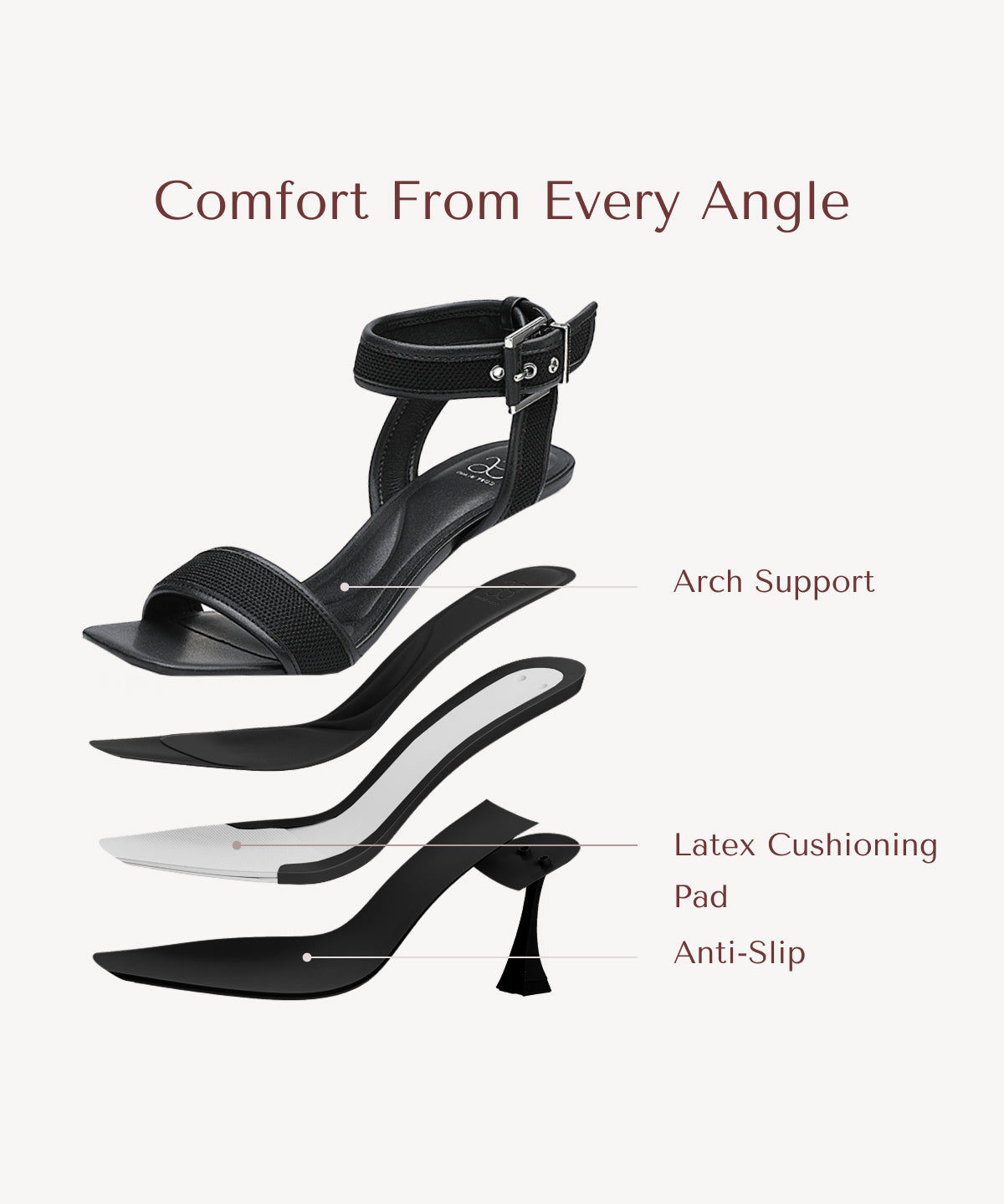 ComfyStrap Ankle Heeled Sandal