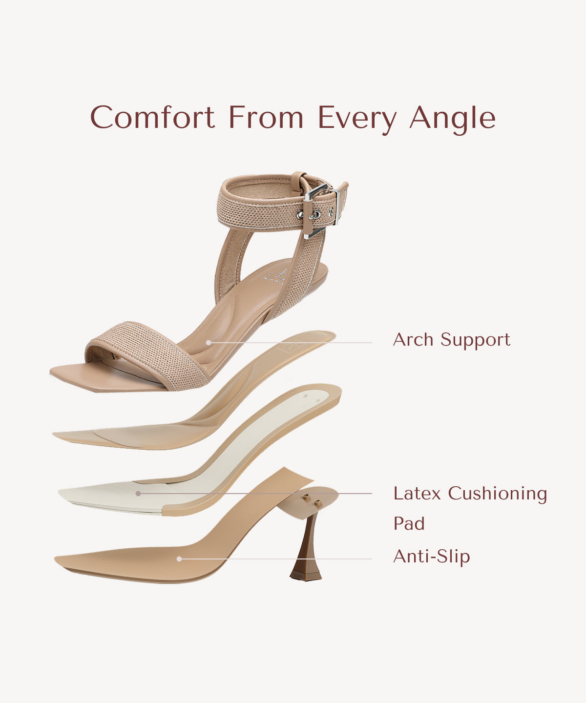 ComfyStrap Ankle Heeled Sandal
