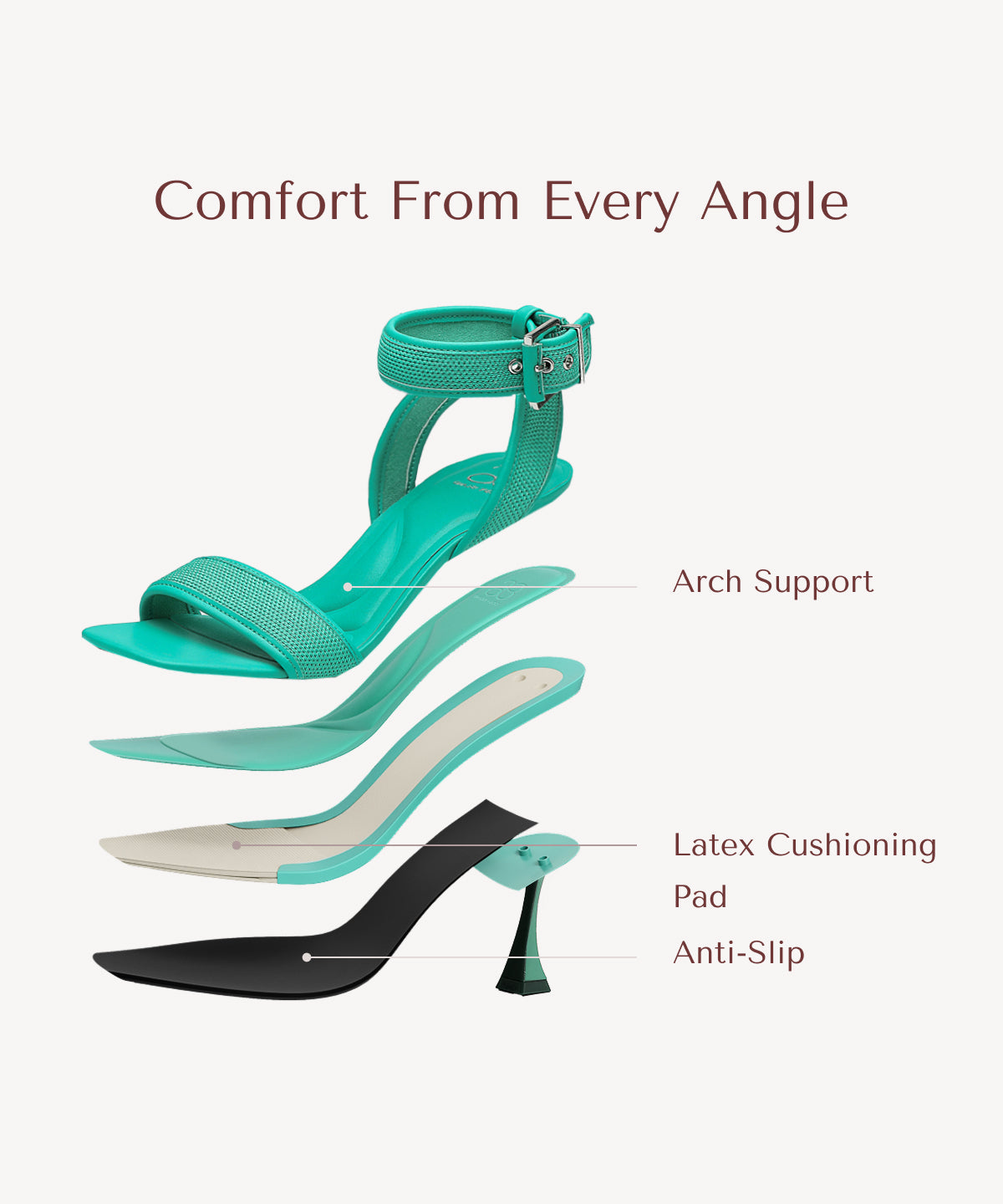 ComfyStrap Ankle Heeled Sandal