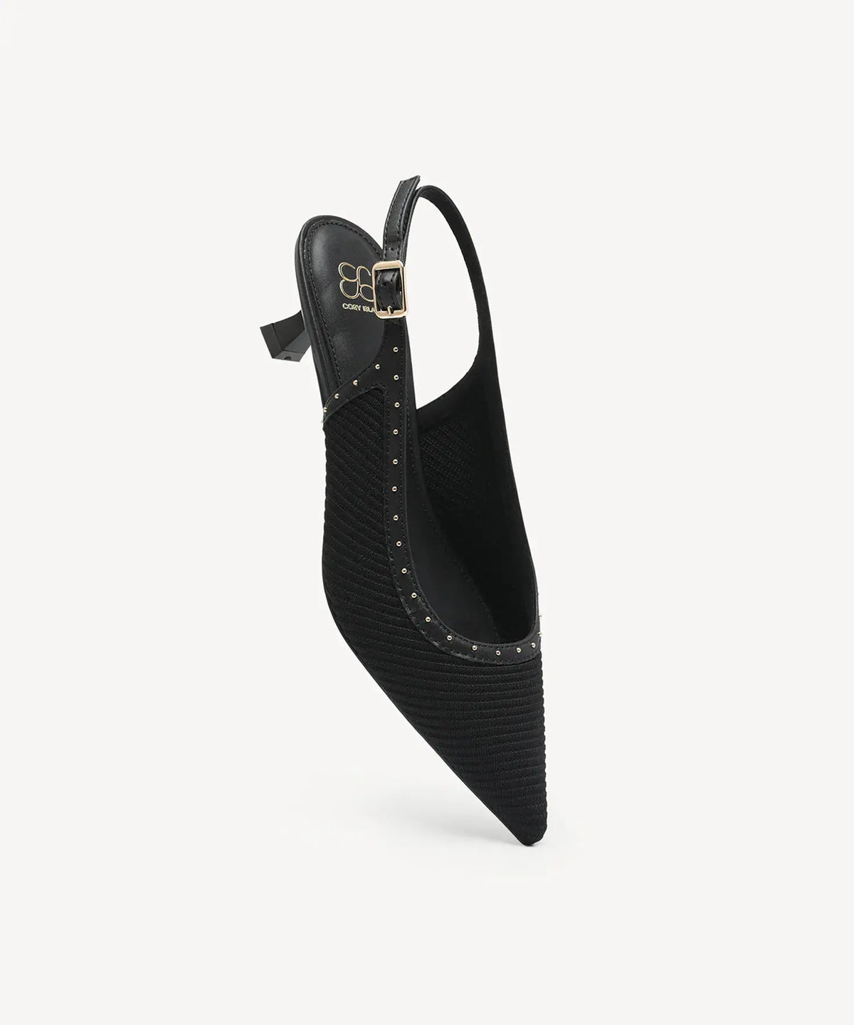 Stud-Trim Elegant Kitten Heeled Slingback