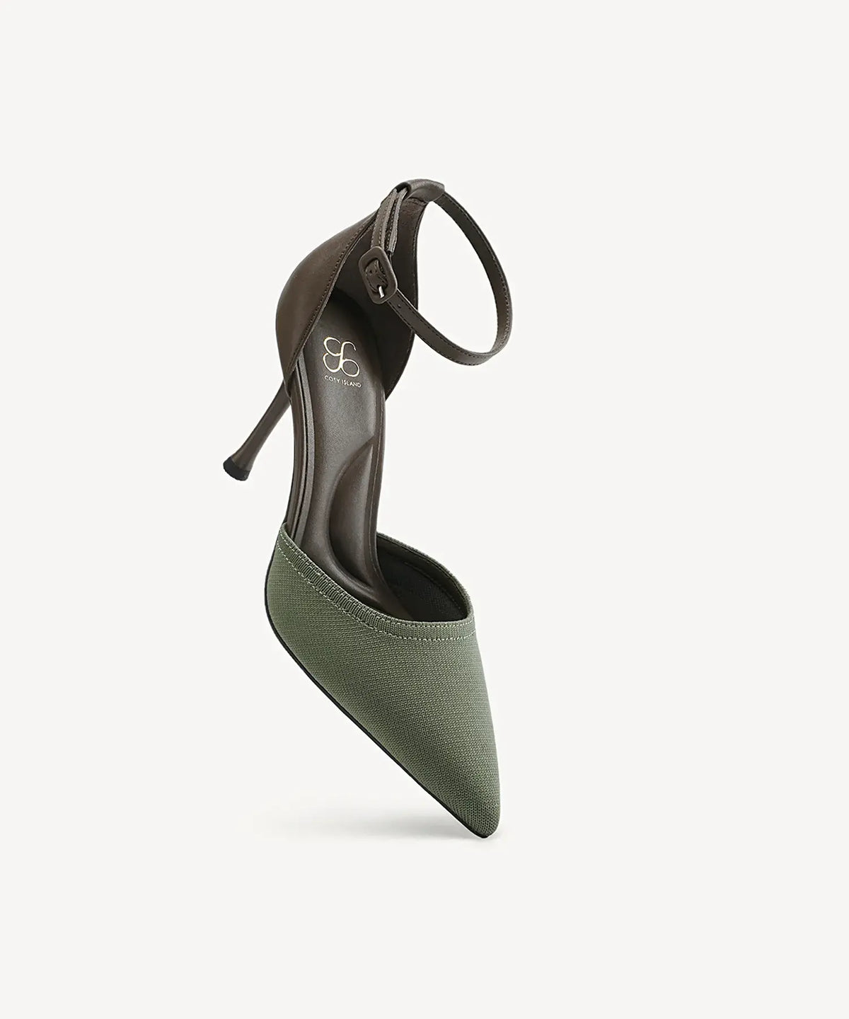 Bicolor Strapped Pointed Toe Stiletto Pump