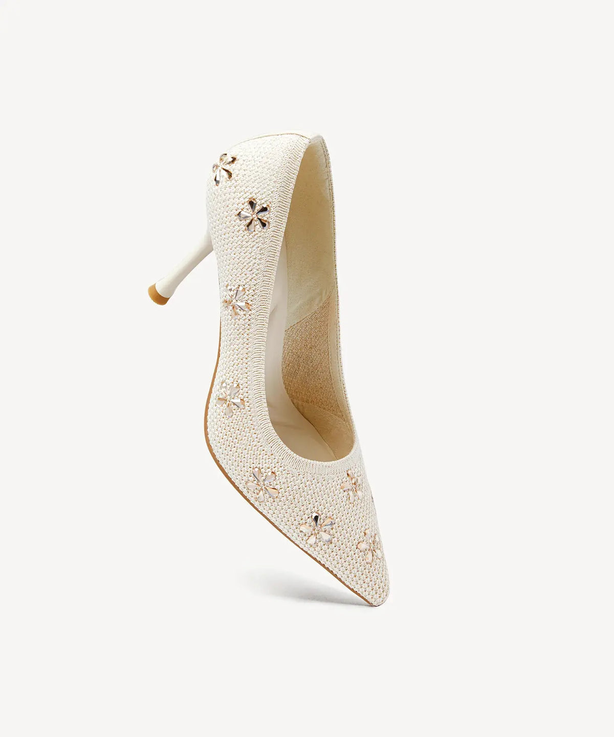 Crystal Flower Pointed Toe Heeled Pump