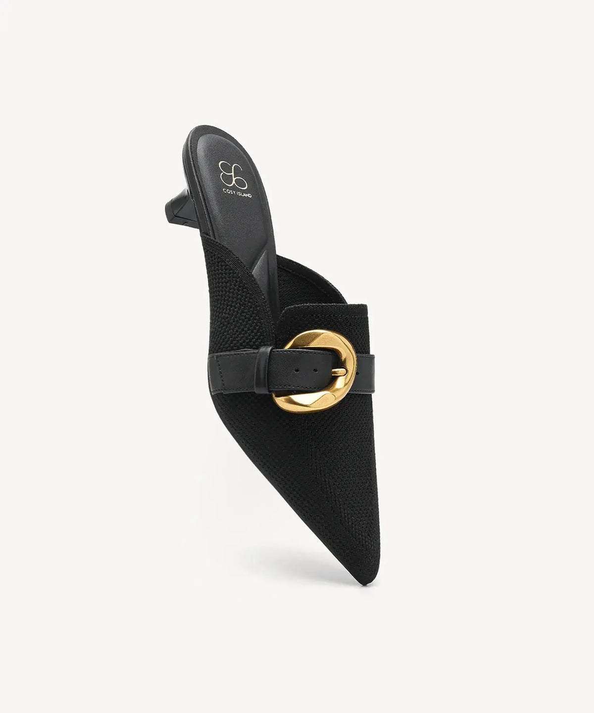EasyChic Buckle Pointed Toe Kitten Heeled Mule