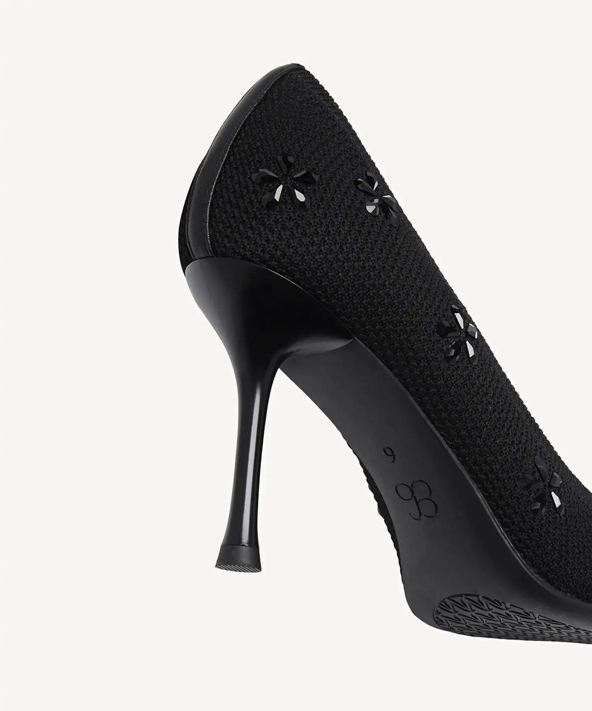 Crystal Flower Pointed Toe Heeled Pump