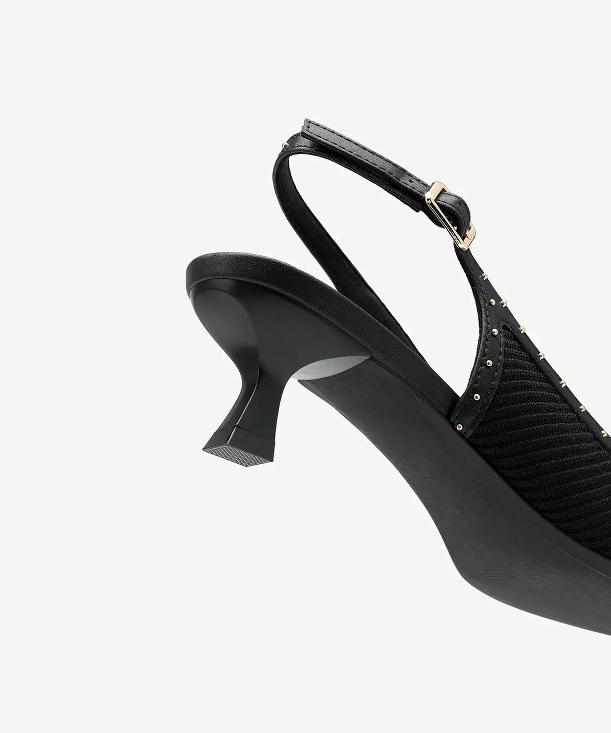 Stud-Trim Elegant Kitten Heeled Slingback