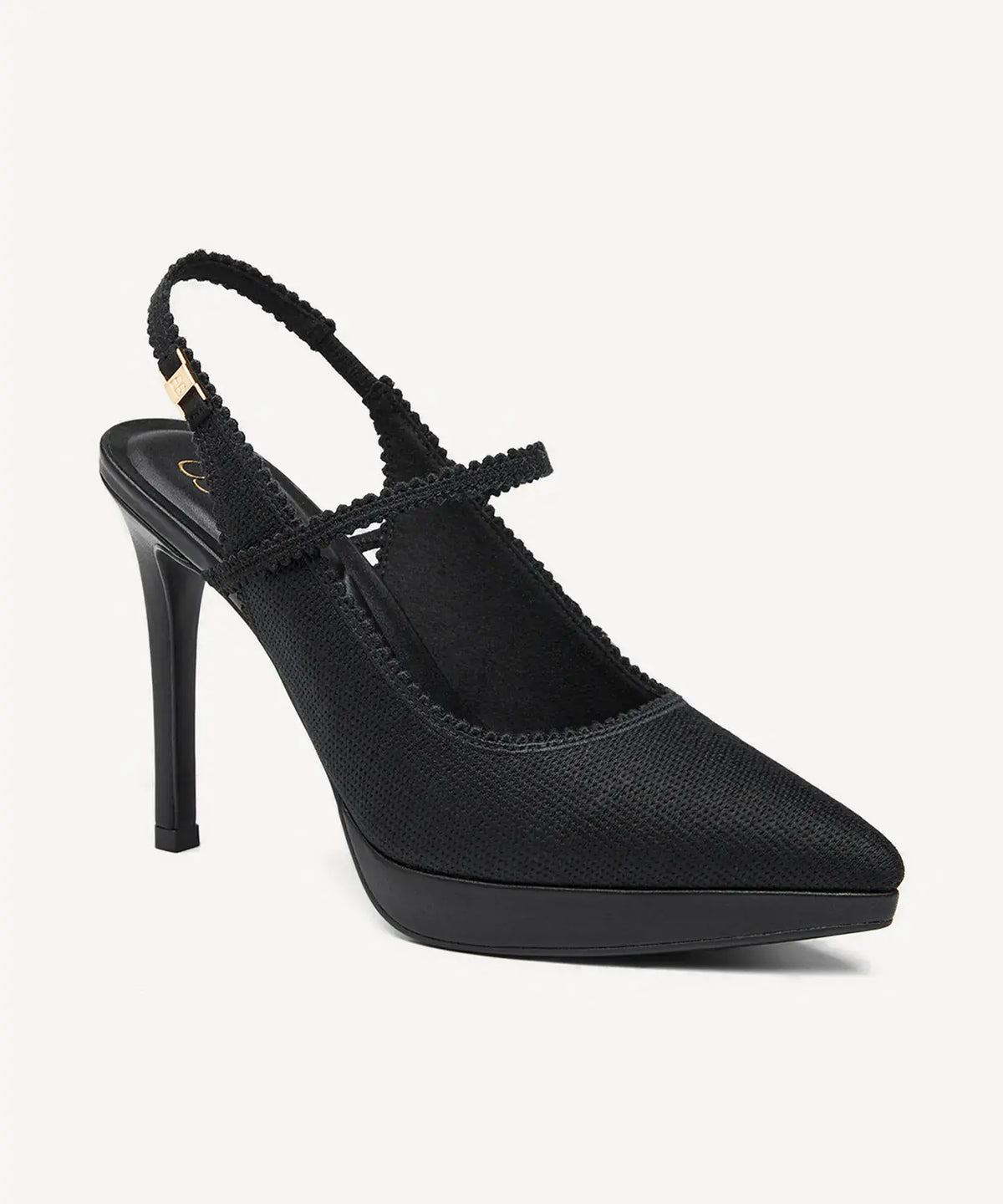 EmbroDance Pointed Toe Platform Heeled Slingback