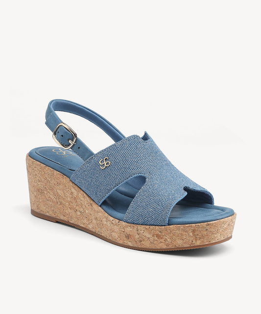 CorkLuxe H-Band Square Toe Wedge Sandal