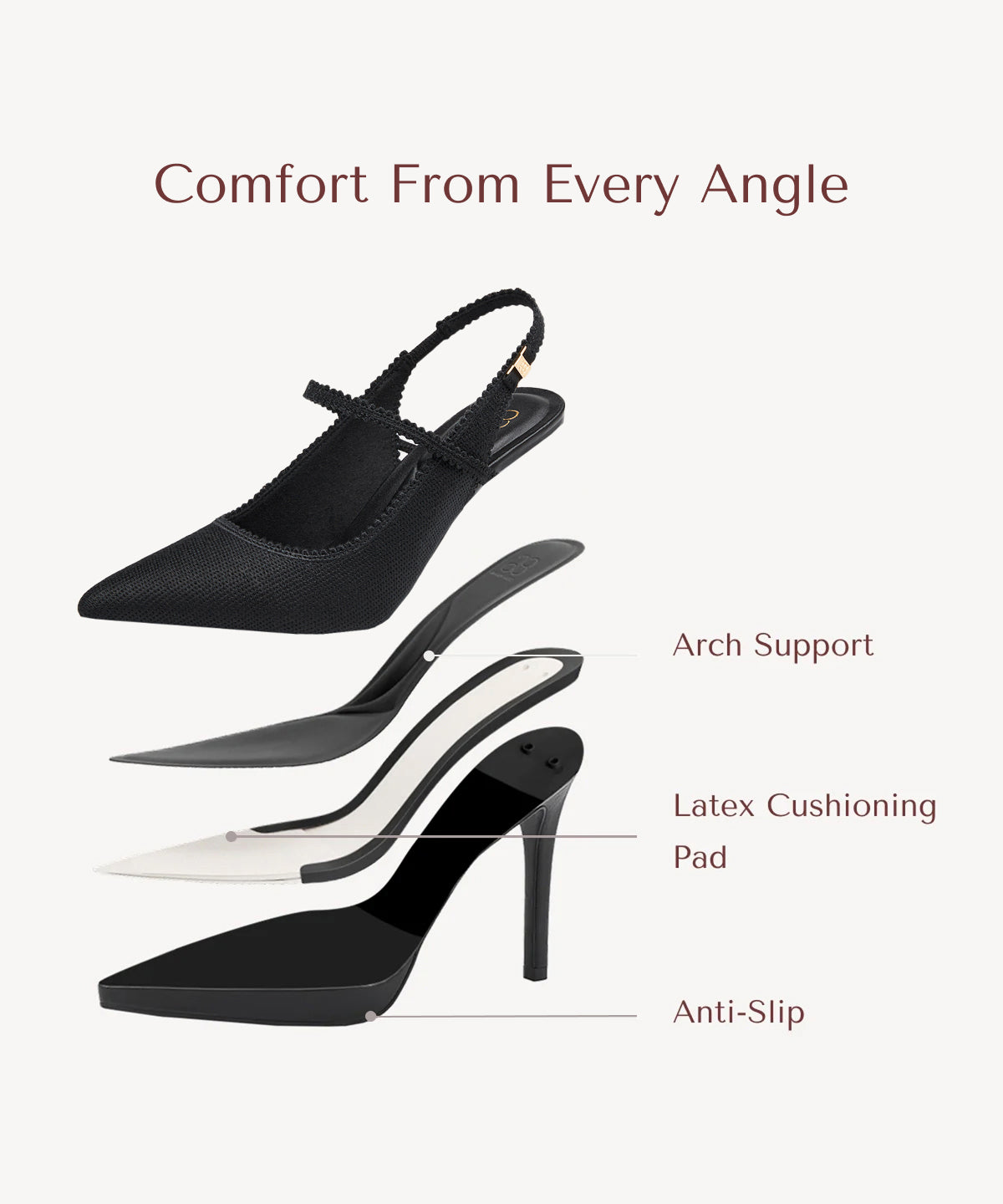 EmbroDance Pointed Toe Platform Heeled Slingback