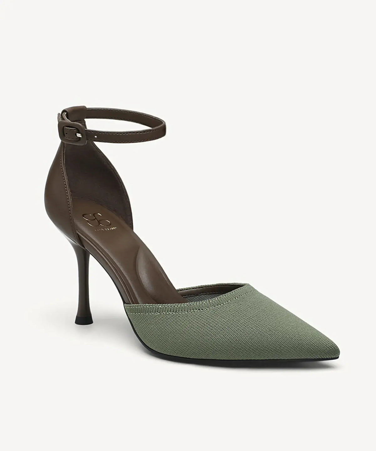 Bicolor Strapped Pointed Toe Stiletto Pump