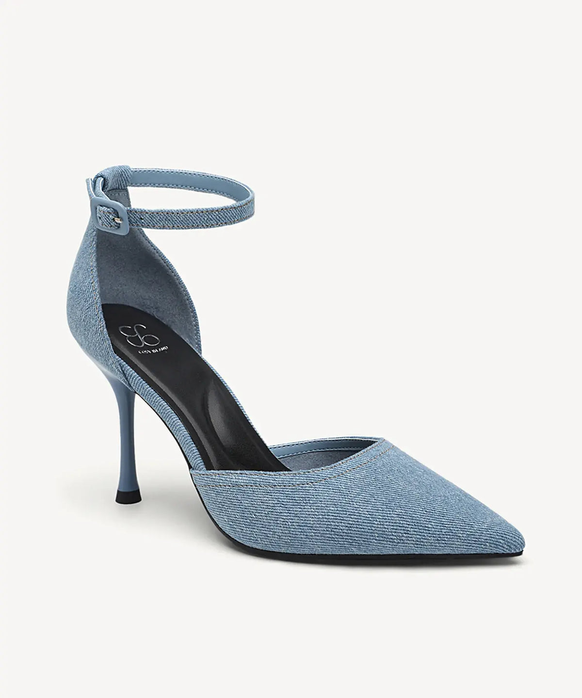 Bicolor Strapped Pointed Toe Stiletto Pump
