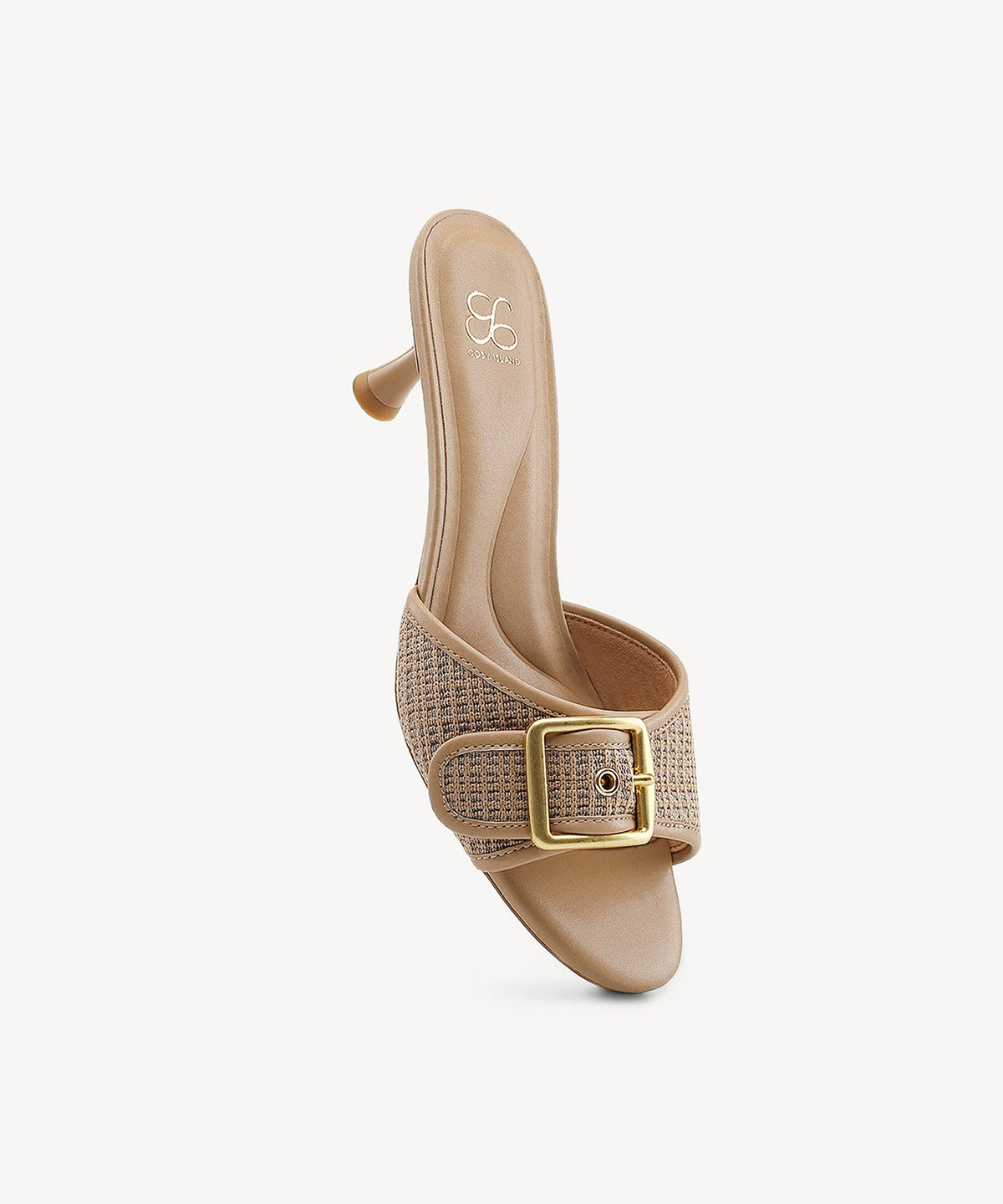 BuckleGrace Woven Kitten Heeled Sandal
