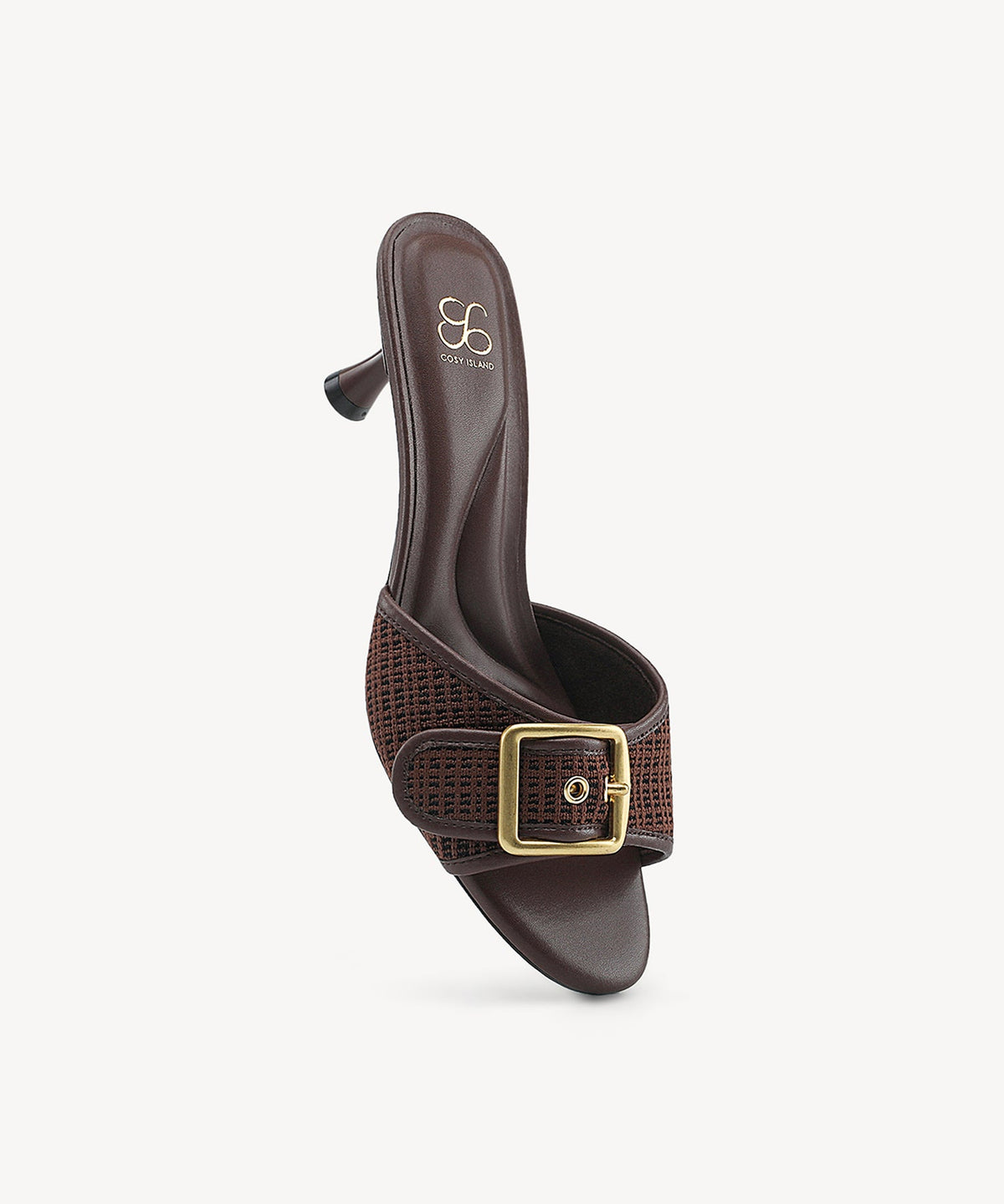 BuckleGrace Woven Kitten Heeled Sandal