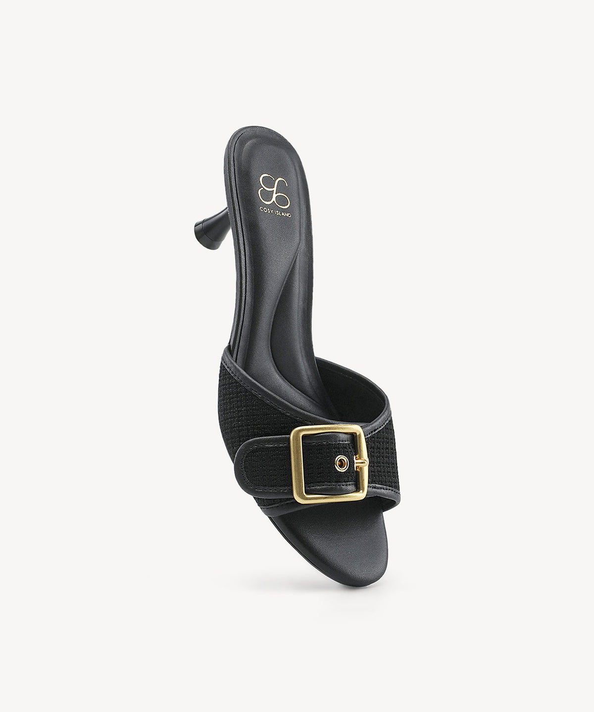 BuckleGrace Woven Kitten Heeled Sandal