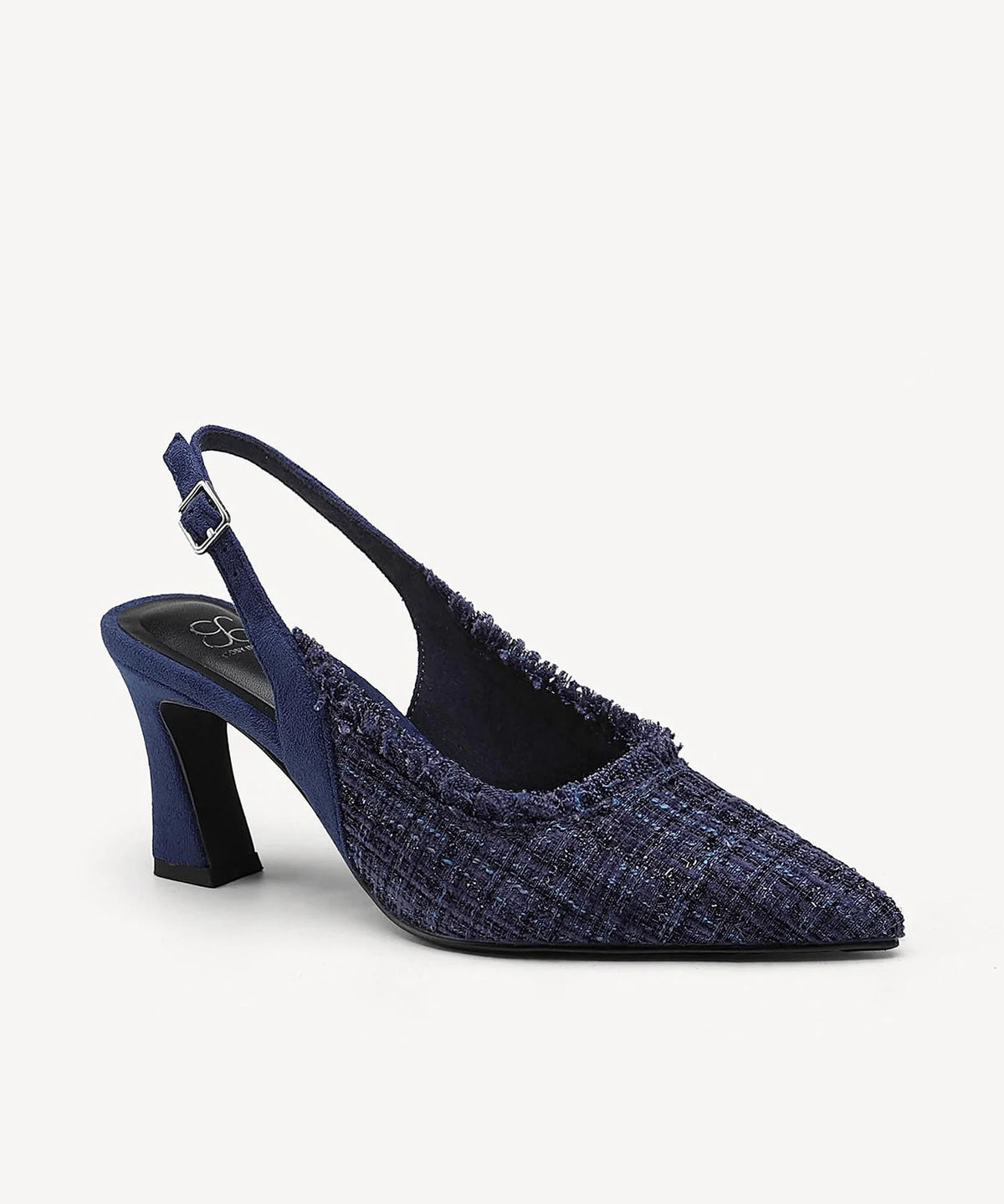 TweedChloe Pointed Toe Block Heeled Slingback