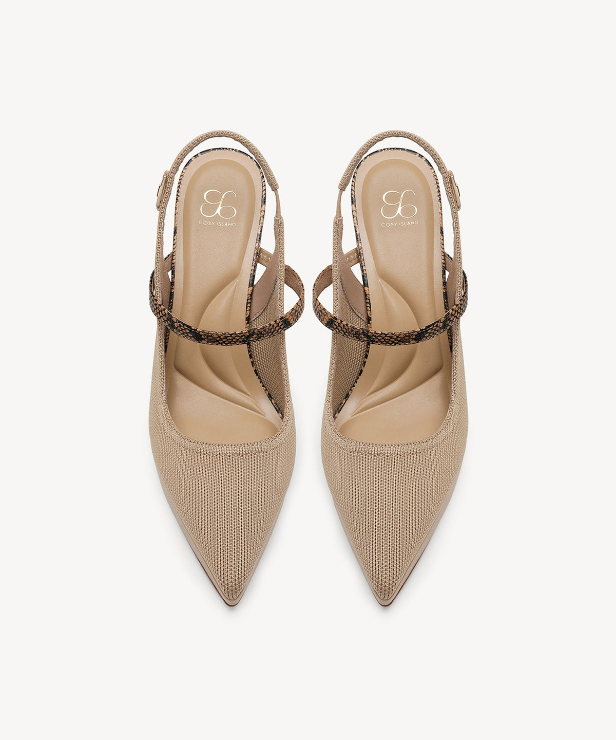 EmbroDance Pointed Toe Platform Heeled Slingback