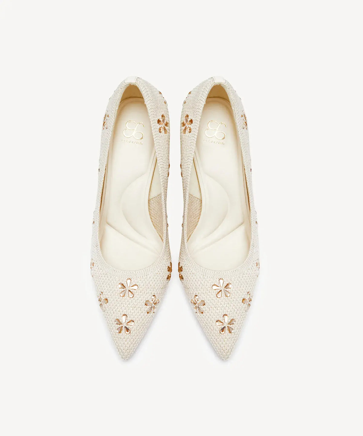 Crystal Flower Pointed Toe Heeled Pump